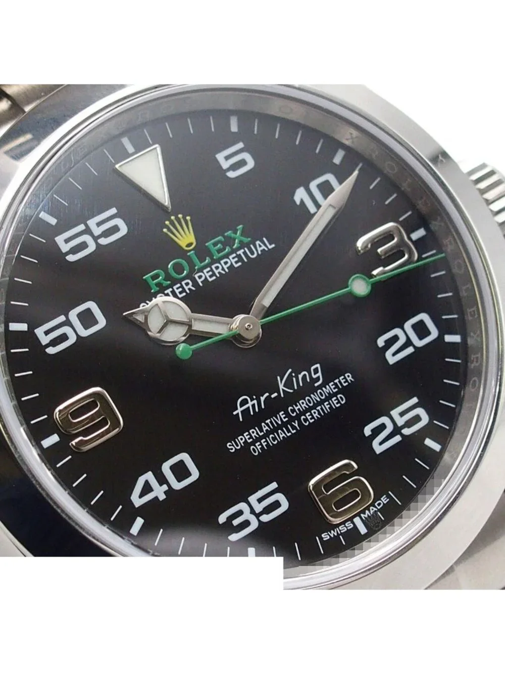 Rolex Air King Black Stainless Steel Oyster Bracelet Watch Automatic